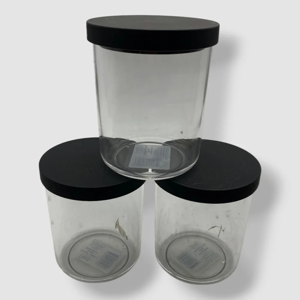 Neat Method Black Matte Small Round Airtight Seal Lid Canister Set of 3